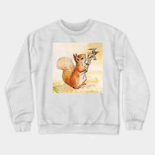 “Squirrel Nutkin Holds a Flowering Branch” by Beatrix Potter Crewneck Sweatshirt